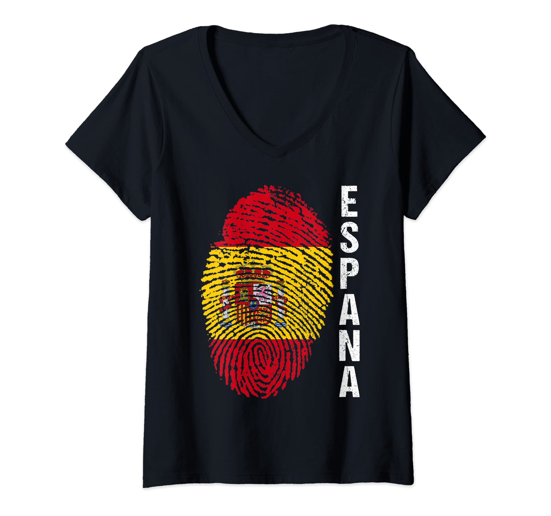 Womens Spain flag V-Neck T-Shirt