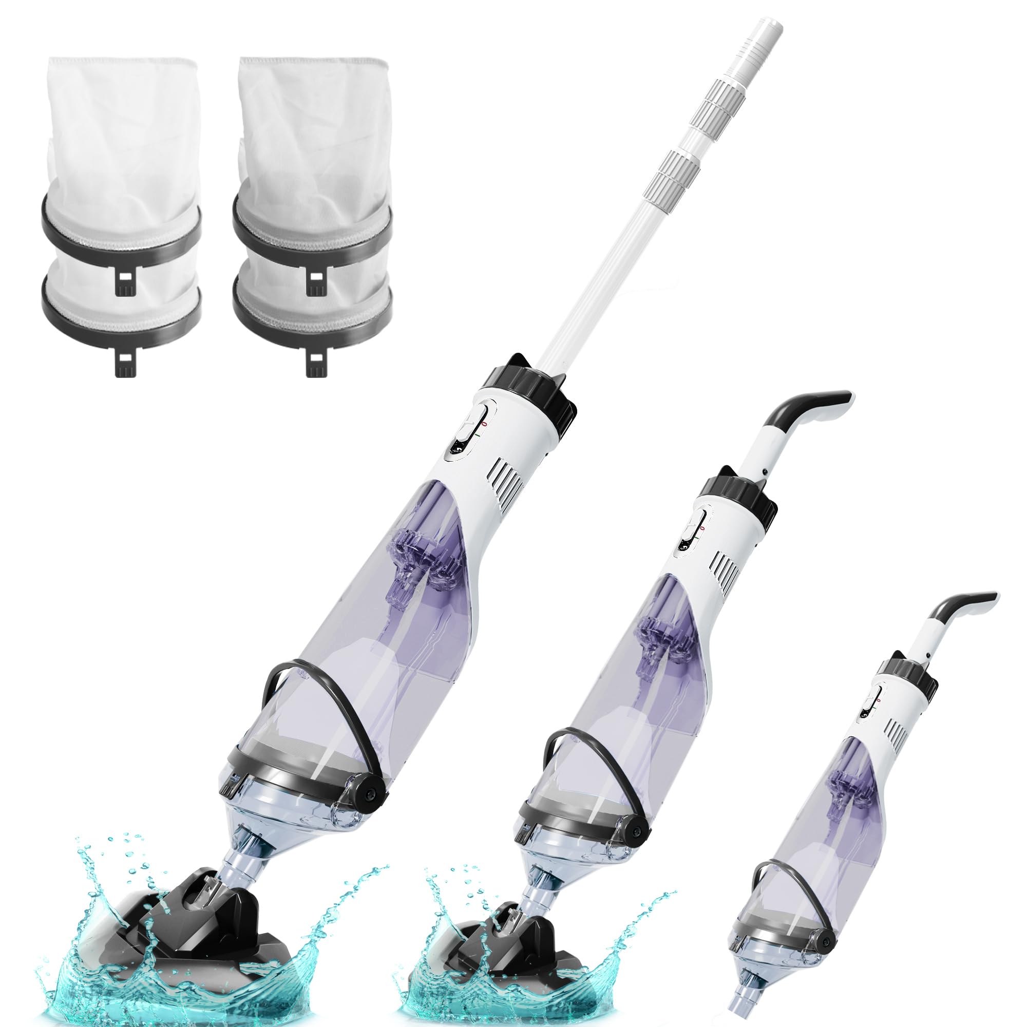 Photo 1 of 2025 Upgraded Cordless Pool Vacuum for Above Ground, Handheld Pool Spa Vacuum Cleaner for Inground Pools Hot Tub, Rechargeable, 60" Extendable Pole, up to 19.5 GPM for Leaves, Debris, Shallow Steps