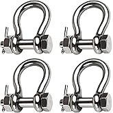 Laorde Boat Anchor Shackle 1/4" 5/16" 3/8" 1/2 inch (4 Size) 316 Stainless Steel Shackle Marine Grade Bow Shackle with Cotter Pin