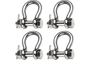 Laorde Boat Anchor Shackle 1/4" 5/16" 3/8" 1/2 inch (4 Size) 316 Stainless Steel Shackle Marine Grade Bow Shackle with Cotter Pin
