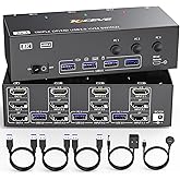 KVM Switch 3 Monitors 3 Computers HDMI + DisplayPort, KCEVE 8K USB 3.0 DP KVM Switcher, 8K@30Hz/4k@144Hz Triple Monitor DP KVM for 3 PC Share 3 Display and 4 USB 3.0 Devices
