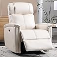 CANMOV Power Swivel Rocker Recliner Chair for Adults, Electric Swivel Glider Rocker Recliner for Nursery with USB Port, Faux Leather Upholstered Reclining Sofa Chair for Living Room,White
