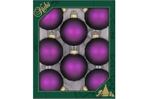 Christmas By Krebs Made in The USA Designer Seamless Glass Christmas Ball Ornaments, 2 5/8" (67mm), 8 Pieces