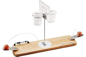 Hammer + Axe 2-Player Wooden Basketball Game, Vintage-Inspired Tabletop Hoops, 2 Shot Glass Baskets for Extra Fun, Drinking Game for Adults, Perfect for Bar or Man Cave, Keep Score with Sliding Rings