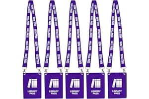 BEMAXY Hall Pass Lanyards with Large Card Passes, Unbreakable School Classroom 5 Inch Passes Set for Teacher Parents(Hall Bathroom Library Office & Nurse),5 Pcs(Library)