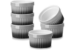 MALACASA Ramekins 4 oz Oven Safe, Small Ceramic Souffle Dishes for Creme Brulee Souffle, Stoneware Custard Cups Ramiken for B