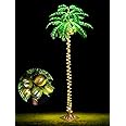 7 FT LED Lighted Palm Tree with Coconuts Outdoor Artificial Palm Tree Tropical Palm Tree Lights for Patio Pool Hawaiian Luau Jungle Party Tiki Bar Christmas Indoor Decoration