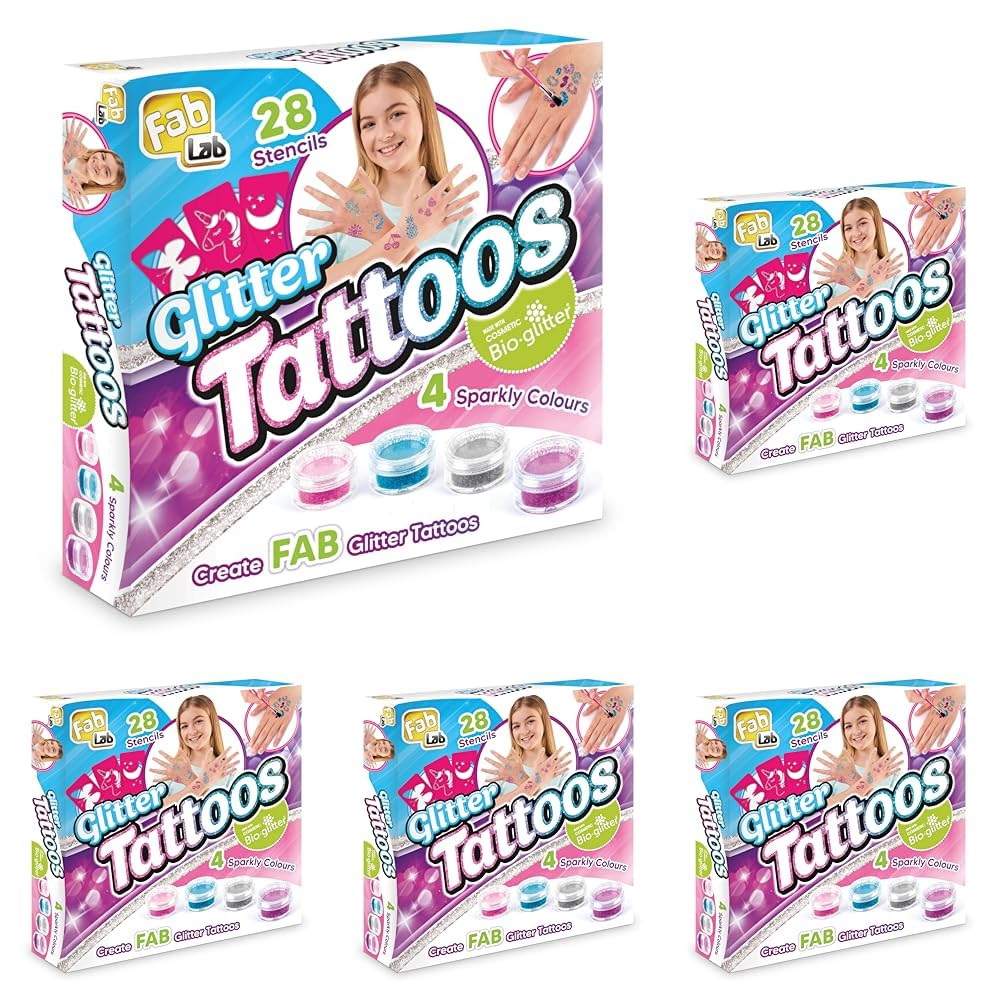 FabLab FL003 Glitter Tattoos, Mixed,22 x 22 x 5 cm (Pack of 5)