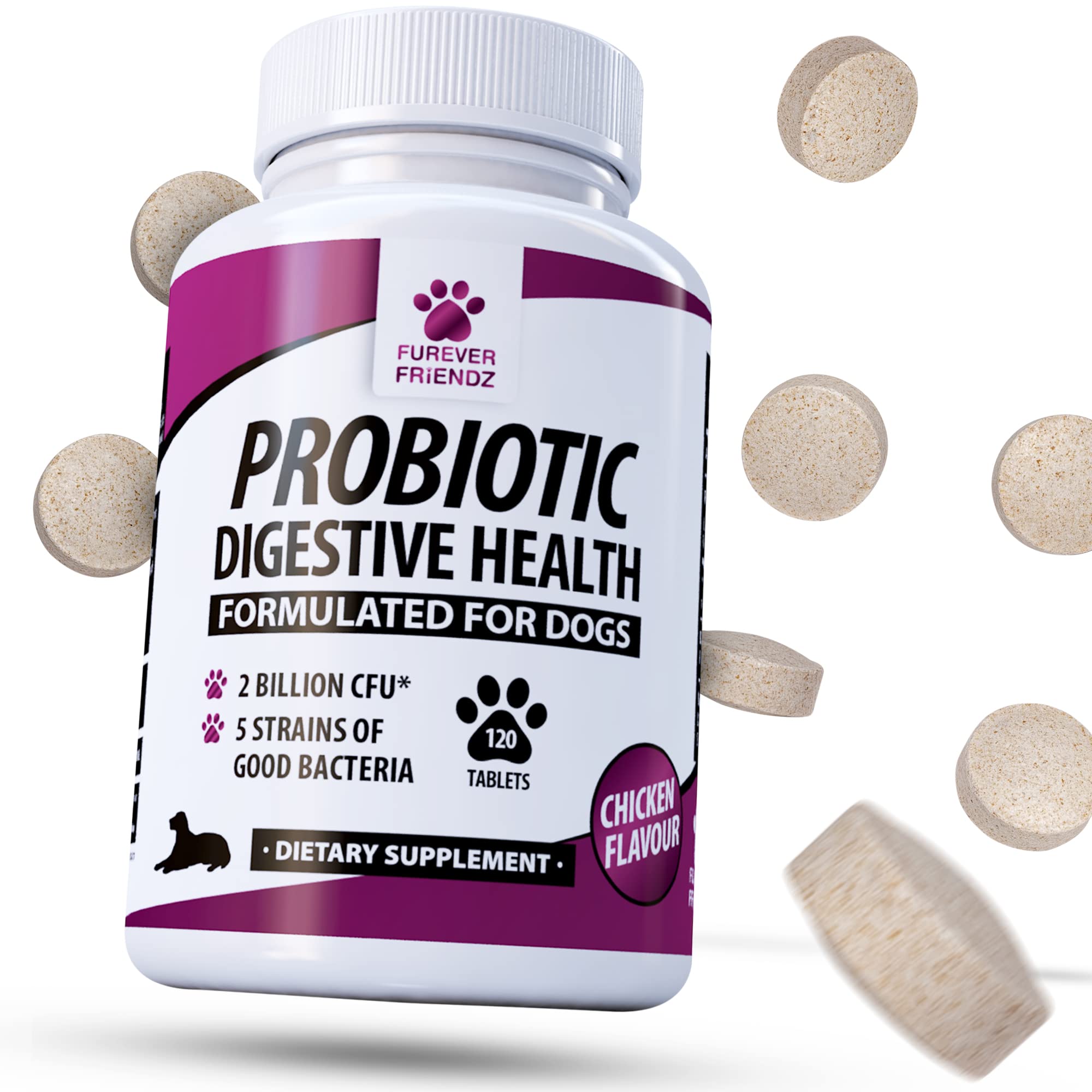 Dog Probiotic Tablets | Nutritional Support for Digestive Balance & Gut Health | Easy to Give Daily Supplement for Dogs | Furever Friendz