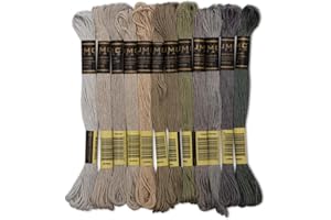 UMC STAG 12 Pieces | Premium Embroidery Thread | 100% Egyptian Cotton Premium Skeins | Cross Stitch Embroidery Floss | Oeko TEX Certified Stranded Cotton (Grey Tones)