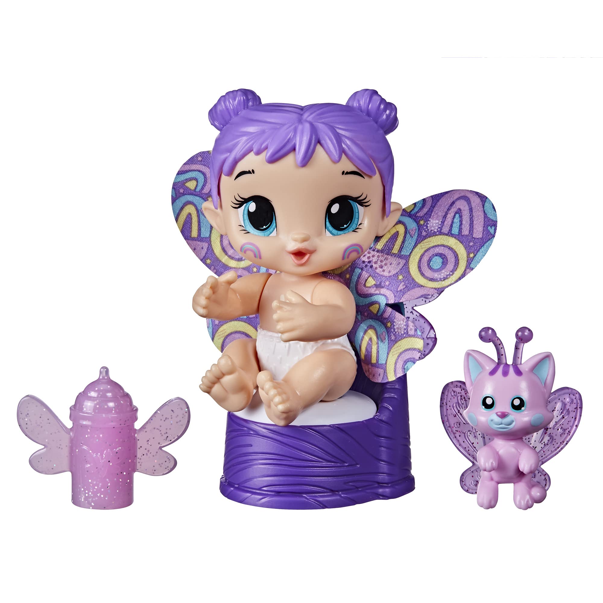 Baby Alive Glo Pixies Minis Doll, Plum Rainbow, Glow-in-The-Dark Doll for Kids Ages 3 and Up, 3.75-Inch Pixie Toy with Surprise Friend