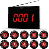 CallToU Wireless Calling System Caregiver Call Button Patient Call Bell with 10 Waterproof Nurse Alert Call Buttons and 1 Display Receiver for Clinic Nurses Station Restaurant Nursing Home