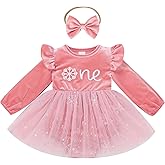 IMEKIS Winter Onederland 1st Birthday Girl Outfit: First Cake Smash Photoshoot December Baby Bubble Romper Tutu Velvet Long Sleeve Toddler Christmas Dress Silver Pink Snowflake One 12-18 Months