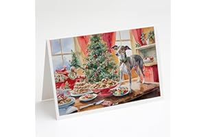 Caroline's Treasures DAC3823GCA7P Italian Greyhound Christmas Cookies Greeting Cards Pack of 8 Blank Cards with Envelopes Whimsical A7 Size 5x7 Blank Note Cards