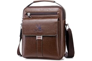 ANPTER Messenger Bag for Men Crossbody Shoulder Purse Small Vintage PU Leather Satchel Pouch Side Crossover Handbag