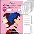 LitBear Large Pimple Patches, 5 Sizes 324 Patches Big Acne Patches, XL Hydrocolloid Bandages for Full Face, Forehead, Chin, Nose, Body, Back, Neck & Chest, Stirp, Square Large hydrocolloid Patch