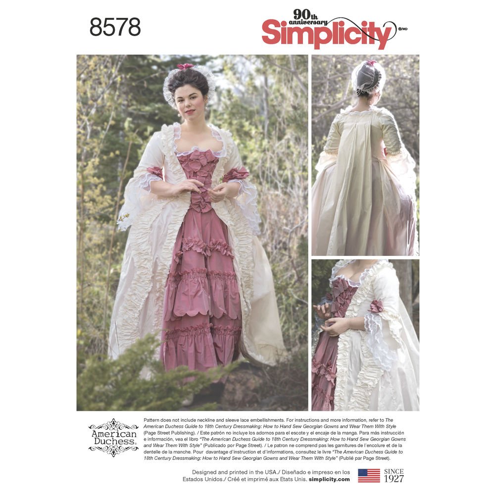 Simplicity 8578Simplicity Pattern 8578 Women’s' 18th Century Gown, Paper, White, R5 (14-16-18-20-22)