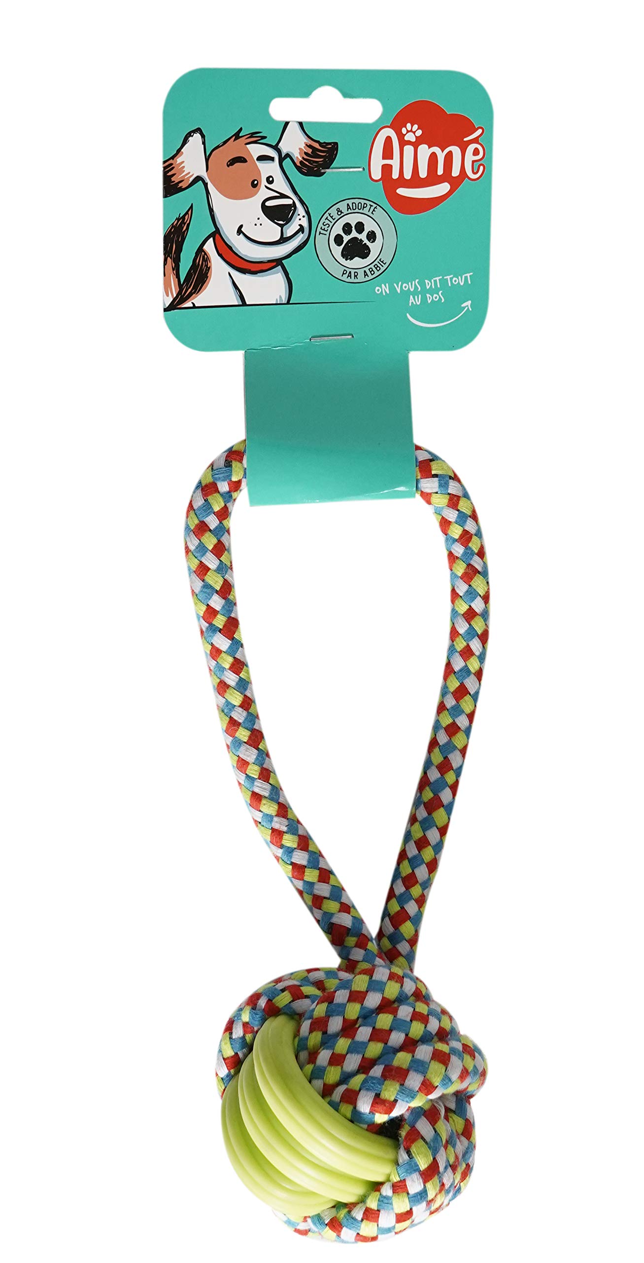 Aimé MIX Ball on Rope Durable Dog Bite Toy 23 cm