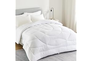 SLEEP ZONE Reversible King Size Cooling Comforter, Soft Breathable Bedding Down Alternative Duvet Insert Warm for All Seasons, White
