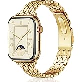 VISOOM Gold Iwatch Bands Compatible With Apple Watch Bands 38/40/41/42/44/45/46mm Women - Thin Metal Dressy Luxury Cute Designer Apple Watch Series 11 10 Se 9 8 7 6 5 4 3 2 1 Bracelet Bands for Women