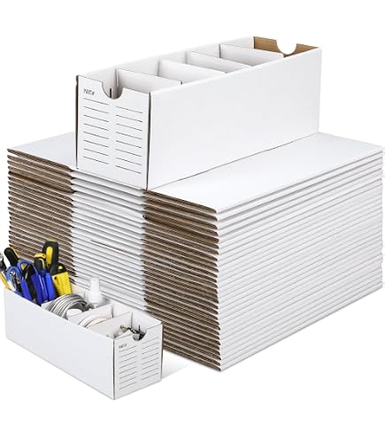 thumbnail image 2 of Partners Brand Open Top Bin Boxes - 2x12x4.5 Inch Oyster White Corrugated (50 Pack) 2 of 11