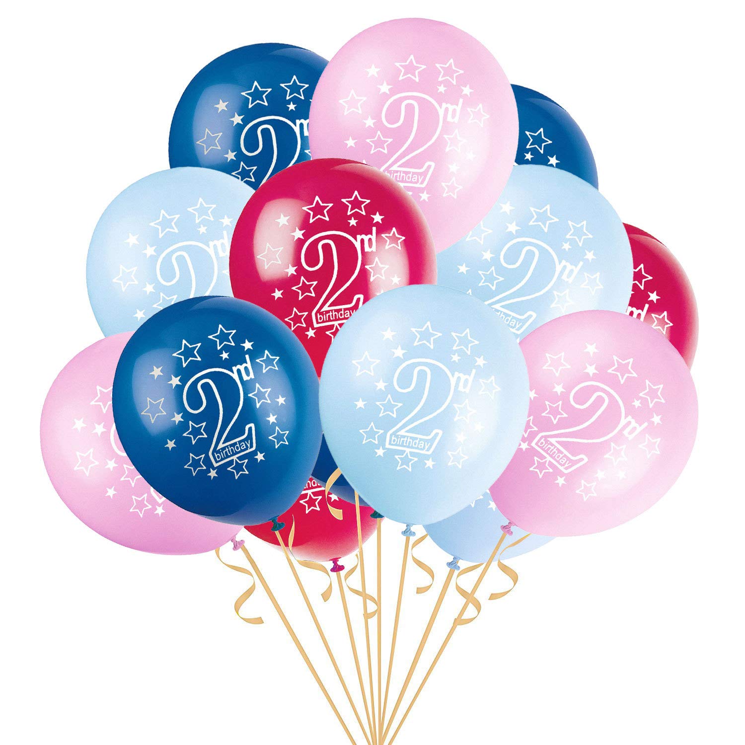 10 X 2nd 2 Ans Anniversaire Multicolore Latex Ballons Decorations De Fete