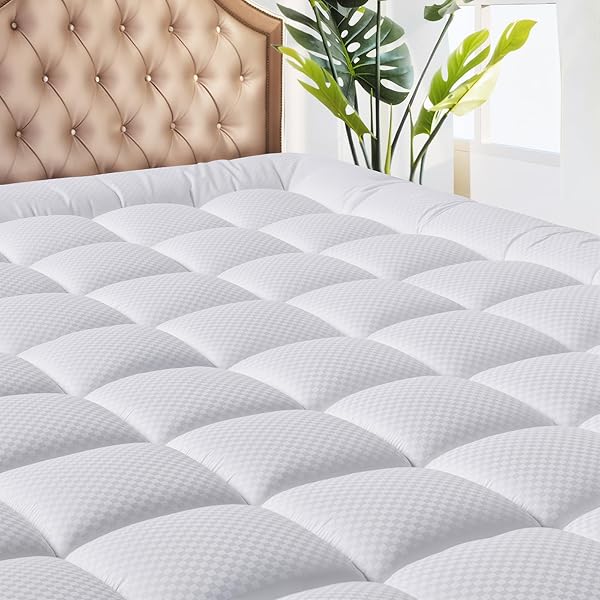 MATBEBY TWIN SIZE MATTRESS PAD – COOLING BREATHABLE MATTRESS TOPPER, QUILTED FITTED MATTRESS PROTECTOR, PILLOW TOP MATTRESS COVER WITH 8-21″ DEEP POCKET, SOFT, MACHINE WASHABLE, WHITE, 39X75 INCHES