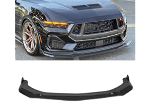 MUNALP 3 Pcs Front Bumper Lip for Ford Mustang S650 2024-2025 GT/EcoBoost Add-on Front Spoiler Splitter No Drilling Required (Carbon Fiber Painted)