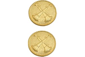 Smith & Warren Two Crossed Battalion Fire Chief Bugles On Round Disc Collar Brass Rank Insignia Gold Finish Fire Uniform Pin