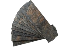 AULIGET 40-Piece Rust Slate Peel and Stick Backsplash Wall Tiles, 3" x 12" PVC Faux Stone Stick on Tiles for Backsplash Kitchen, Bathroom, Laundry Room, Camper, Fireplace