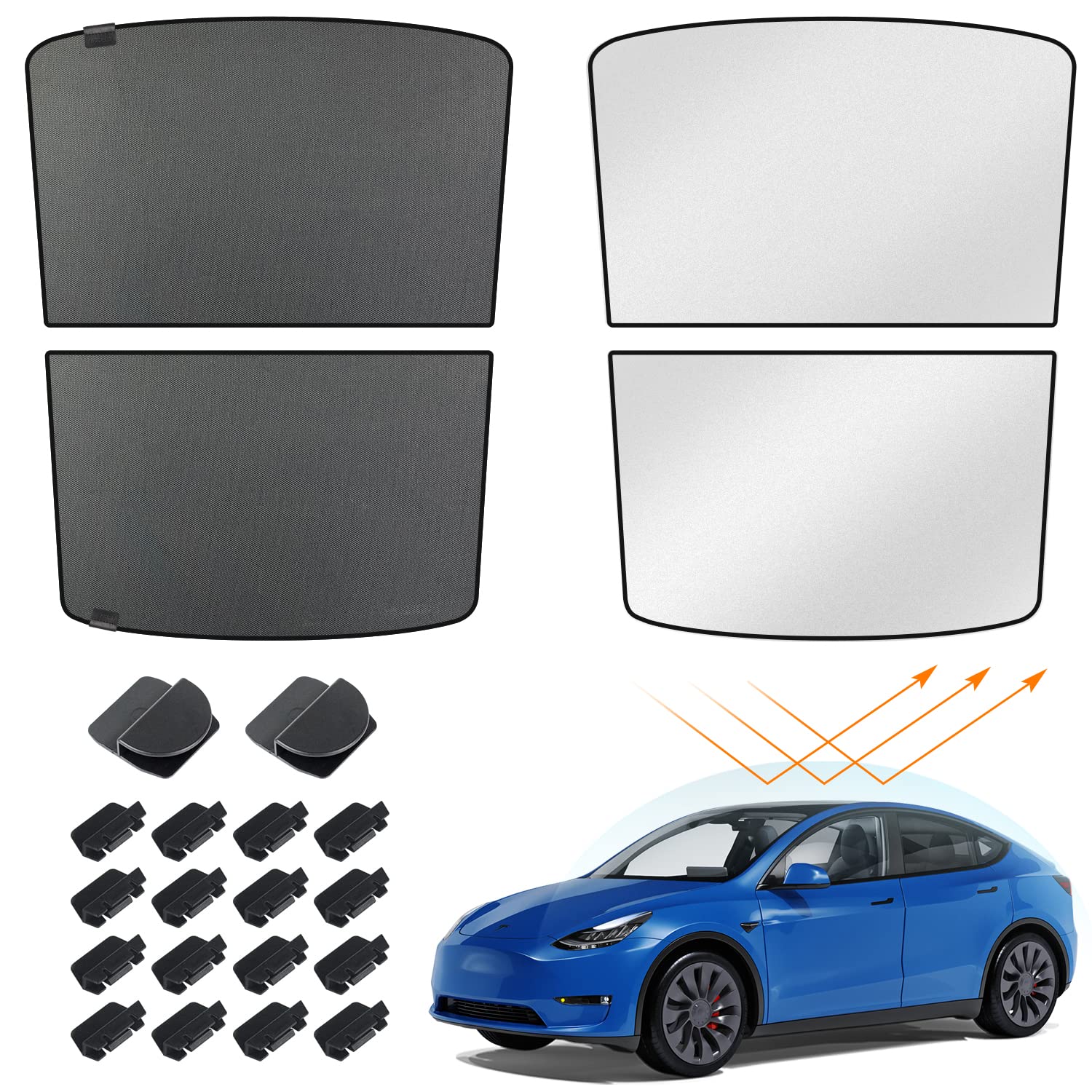 Photo 1 of SUMK Tesla Model Y Sunroof Sunshade Glass Roof Sunshade Foldable Compatible with Tesla Model Y 2023 2022 2021 2020 Upgrade (4 Piece Set)