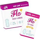 FLO Bamboo Day Pads &amp; Liners Bundle - 68 Count, Extra Heavy, Unscented, Organic Bamboo, Vegan &amp; Cruelty Free