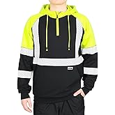 TICOMELA FR Reflective Hoodie for Men,Flame Resistant 7.5oz Lightweight Cotton Sweatshirt–High Visibility Non-Fleece Workwear