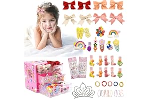 Tunmiok 153 Pcs Hair Accessories for Girls - Bows, Baby Hair Clips, Cute Barrettes, Gifts for Teen Girls (2 to 10 Years Old)