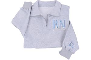 GODMERCH Custom Nurse Quater Zip Embroidered Sweatshirt, Customized RN CNA ICU MSN, Nurse Quarter Zip Sweatshirt