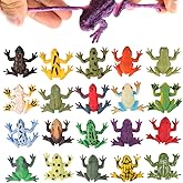 ValeforToy Mini Rubber Frog Sets, Super Stretchy TPR Material with Gift Bag, Realistic Frog Figure Toys for Boys