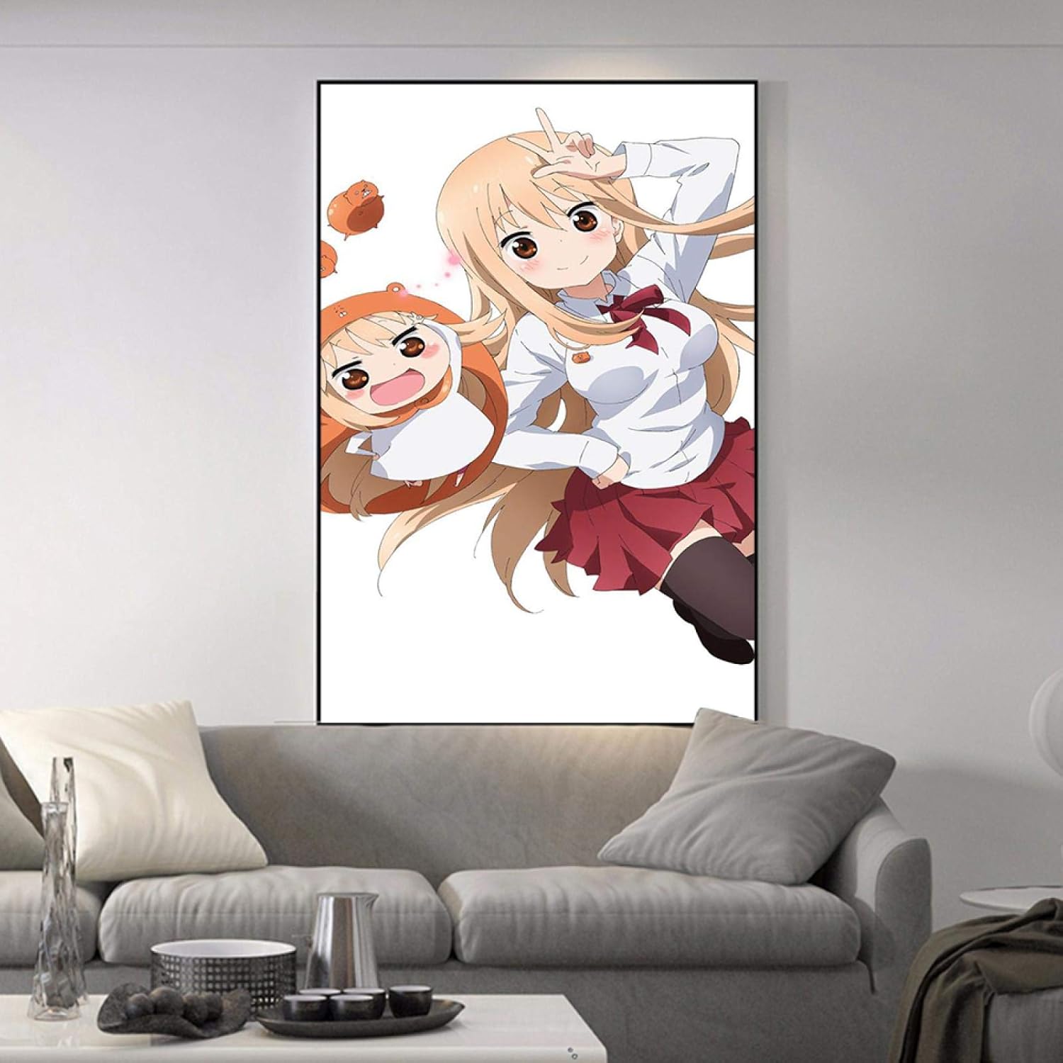Amazon Co Jp Qianwumei 小さな埋もれたアニメーションどまうまるポスターキャンバス壁アート寝室の装飾絵画ホームオフィスの装飾リビングルームの壁画50x70cm x28inch 内枠 ホーム キッチン