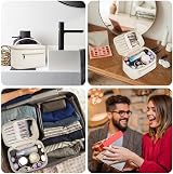 Wandering Nature Travel Makeup Bag PU Leather with Brush Compartment Milky White view 7