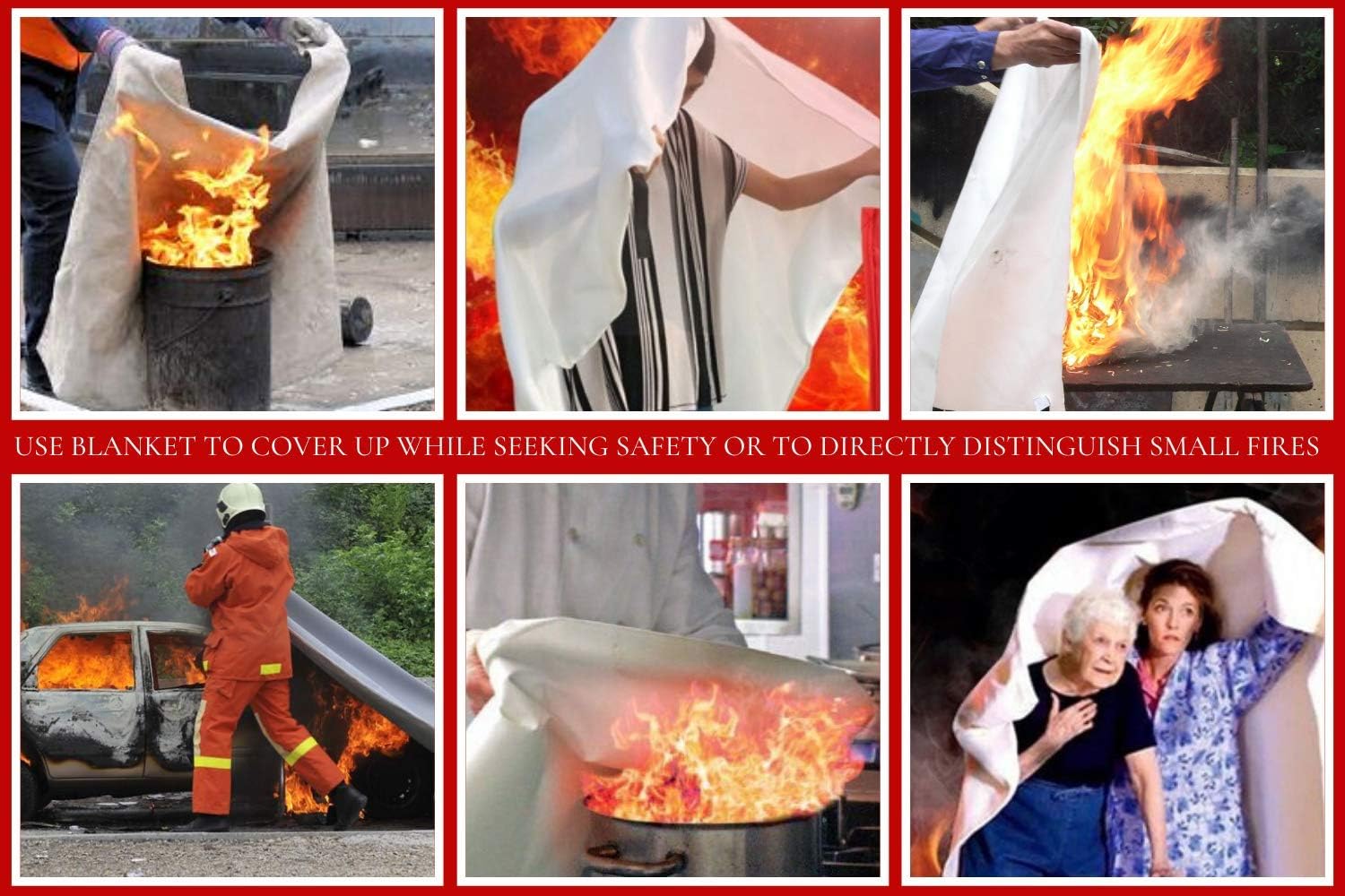 N2 2-Pack/Emergency Fire Blanket/Flame Retardant Survival Gear and Equipment by B&W Systems/Safety Cover for Kitchen/Fireplace/Car/Office/Warehouse/Emergency Supplies Tested in The USA: Home & Kitchen