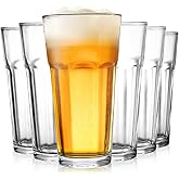 Yopay Set of 6 Drinking Glasses 16oz, Thick Tempered Water Glasses, Lead-Free Highball Pint Clear Iced Hot Tea Glassware for Juice, Beer, Cocktails Milkshake, Soda Tumbler