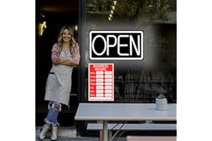 NEONAWALL Open Signs for Business Ultra Bright LED Neon Open Signs 16 Inch Plug In Electric Light Up Open Sign with Hours ON/OFF Switch for Business Storefront Window Glass Door Shop Florists Bar Salon Cafes