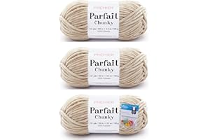 Premier Yarns Parfait Chunky Chenille Yarn 3.5 Oz 6 Super Bulky Weight 3 Pack Bundle with Bella's Crafts Stitch Markers (Toffee)