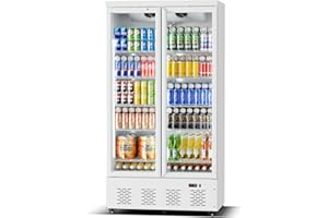 ECEVT 30.5 Cu.ft. Commercial Refrigerators 2 Glass Door Commercial Beverage Refrigerators Upright Display Cooler with Soft LED Light and 10 Adjustable Shelves for Restaurant Grocery Stores Home
