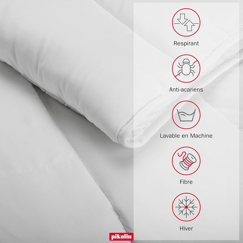 Couette 260 x 240 cm - 400 g Chaude en Fibre Ecolofil pour Lit 2 Personnes - Certifié Oeko-Tex - Couette Hypoallergénique, Douce et Respirante