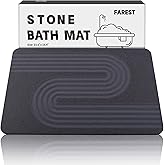 Farest Stone Bath Mat,Diatomaceous Earth Shower Mat,Fast-Drying Stone Bathroom Floor Mat,Absorbent Non-Slip Diatomite Mats for Bathtub,Grey Wave Line