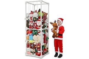 JAWNLITY Stuffed Animals Storage Zoo Organizer, PVC Stuffy Toy Holder, 350L Extra Large Vertical Plush Organizer, Freestanding Stuffed Toy Cage for Nursery and Playroom