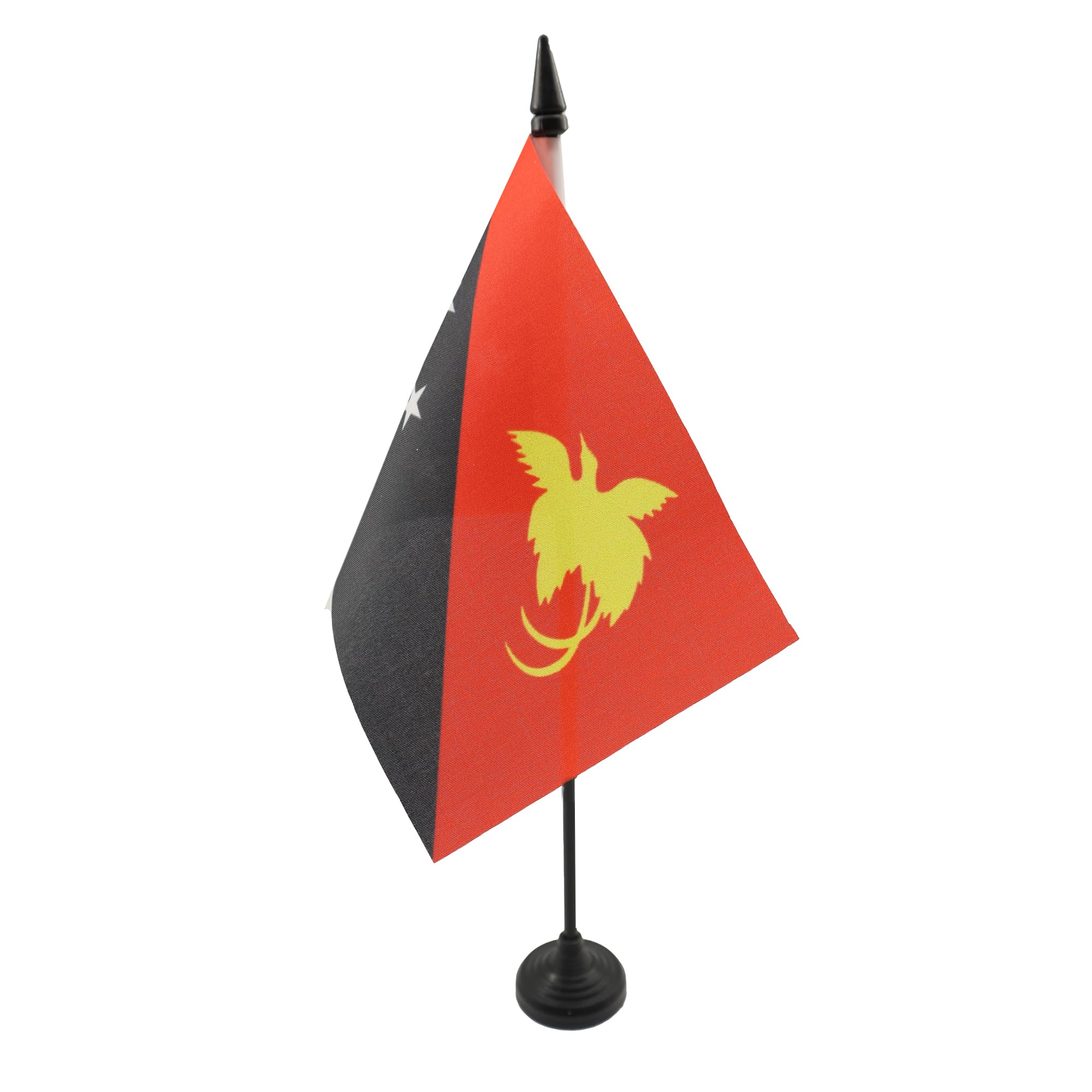 AZ FLAG - Papua New Guinea Table Flag 4'' x 6'' - Papuan Office Mini Banner 100% Polyester 15 x 10 cm - Mini Desk Flag with 10'' Pole and Black Plastic Base