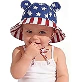 Zando Wide Brim Baby Sun Bucket Hat 0-4T UPF 50+ - Sun Protection Toddler Beach Hats with Bear Ears Infant Hat Adjustable