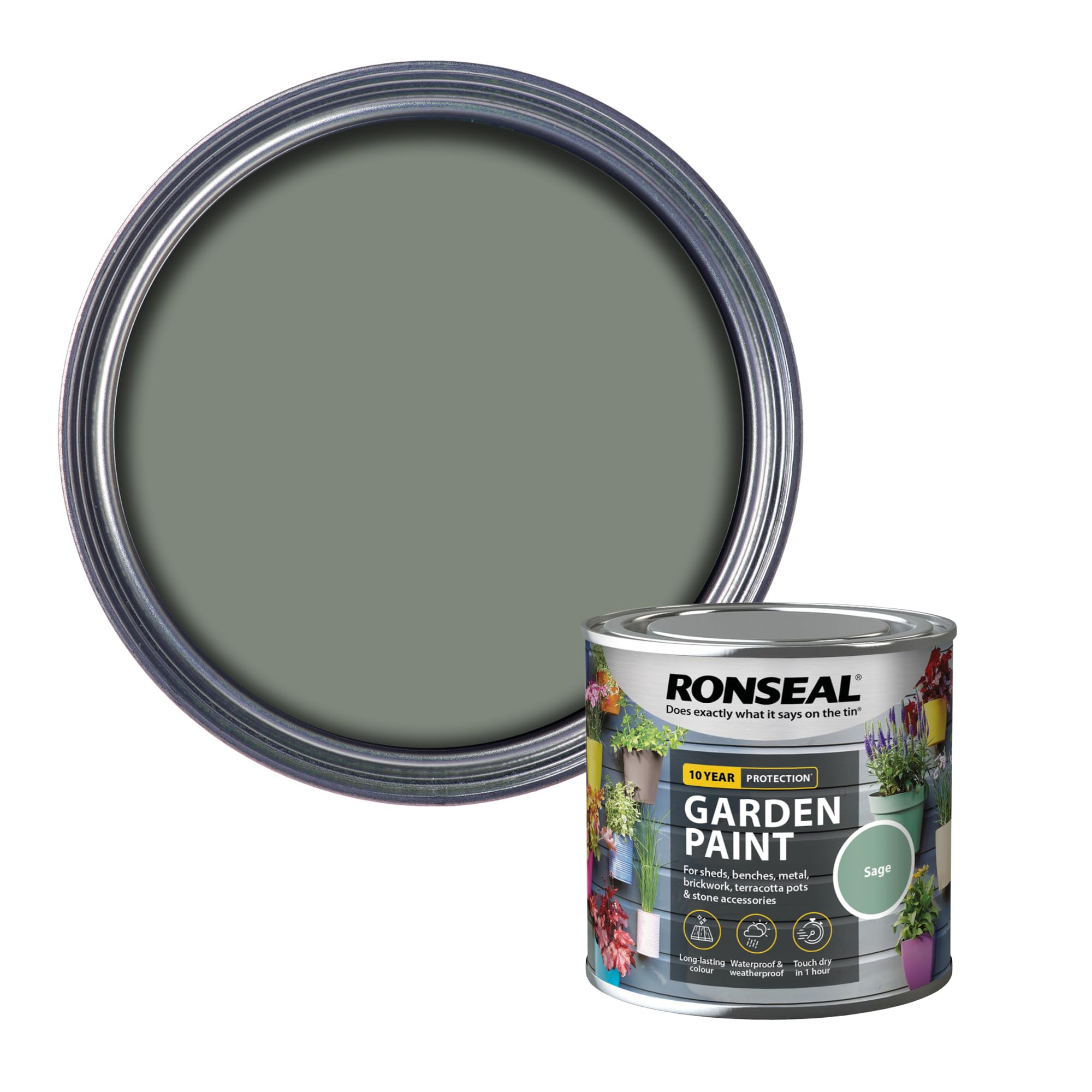 Ronseal RSLGPSA250 GPSA250 Garden Paint Sage 250ml, 250 ml