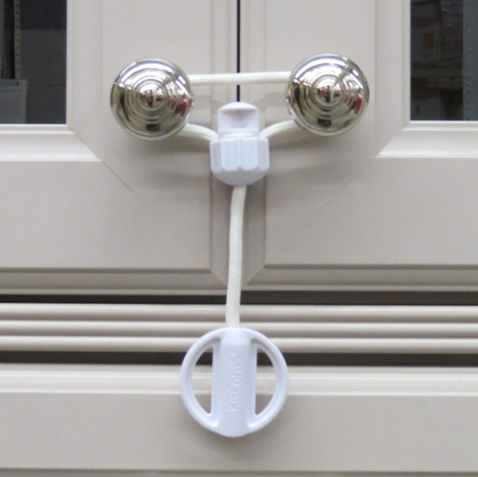 Kiscords Baby Safety Cabinet Locks for Knobs Child Safety Cabinet Latches for Home Safety Strap for Baby Proofing Cabinets Kitchen Door Rv No Drill No Screw No Adhesive / Color White/ Ez-twist by KISCORDS